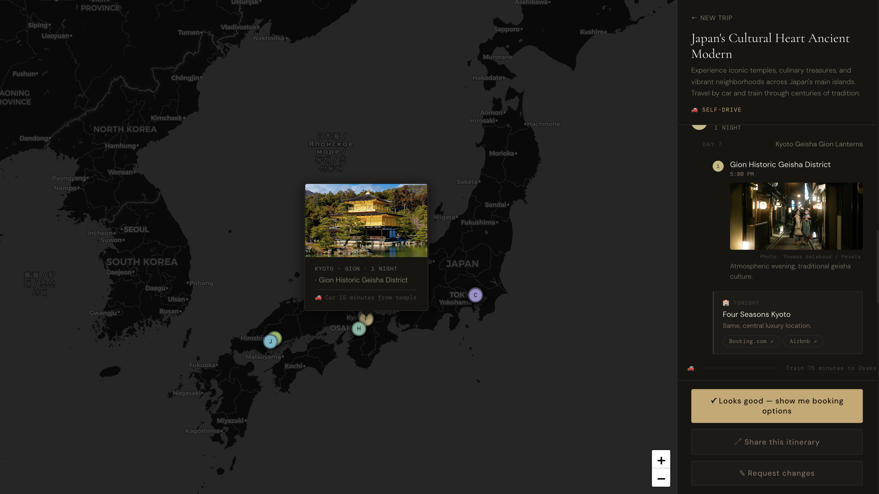 Muévete AI itinerary map